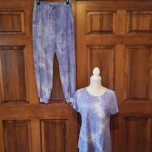 Hotouch Purple Tie-Dye Pajama Set